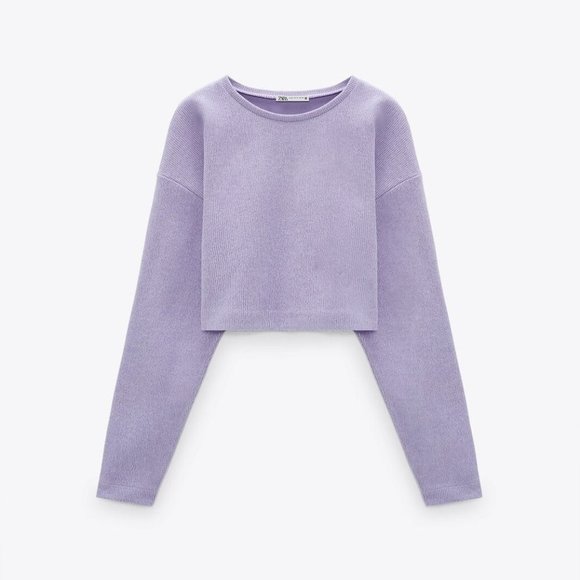 ZARA New Sweatshirt /  Sweater Lilac Soft Cropped - Picture 3 of 6